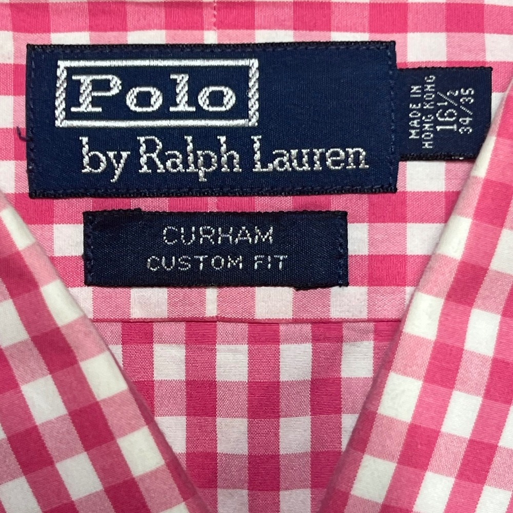 Polo Ralph Lauren Men's‎ Pink Gingham Custom Fit Button Down Shirt Size 16 1/2 - Picture 4 of 6